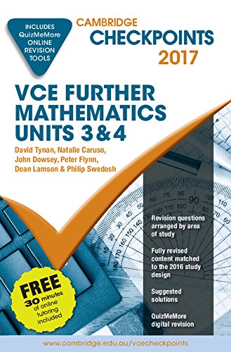 Imagen de archivo de Cambridge Checkpoints VCE Further Mathematics 2017 and Quiz Me More a la venta por Reuseabook