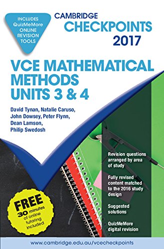 Imagen de archivo de Cambridge Checkpoints VCE Mathematical Methods Units 3 and 4 2017 and Quiz Me More a la venta por Reuseabook