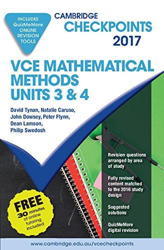 Stock image for Cambridge Checkpoints VCE Mathematical Methods Units 3 and 4 2017 and Quiz Me More for sale by Reuseabook