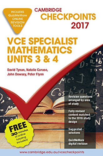 Imagen de archivo de Cambridge Checkpoints VCE Specialist Mathematics 2017 and Quiz me More a la venta por Reuseabook