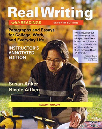 Beispielbild fr Real Writing with Readings - 7th Edit (Instructor Edition) zum Verkauf von Better World Books