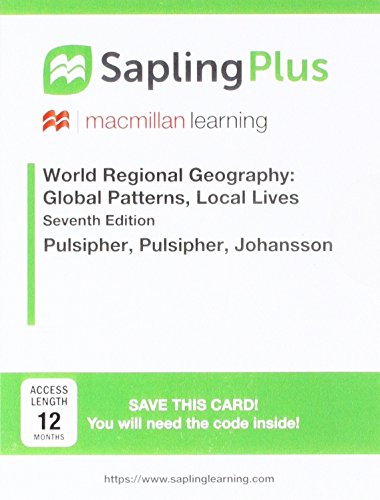 Imagen de archivo de Saplingplus for Pulsipher's World Regional Geography With Subregions, Six Month Access a la venta por BooksRun