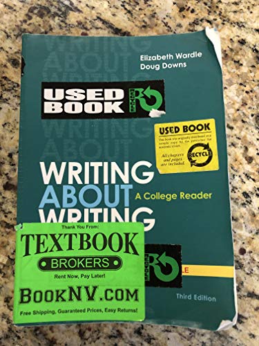 Stock image for Writing about Writing: A College Reader, Third Ed. for sale by Better World Books