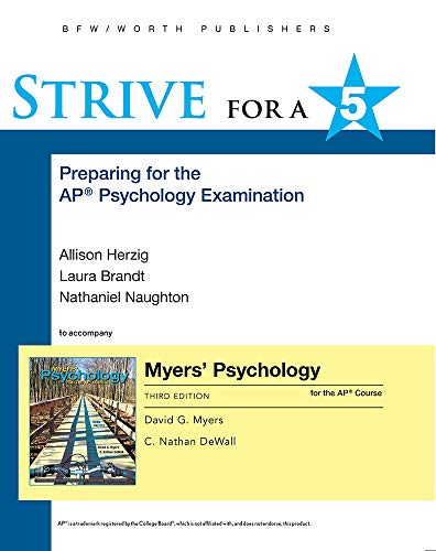 Beispielbild fr Strive for a 5: Preparing for the Ap(r) Psychology Exam (Myers Ap(r)) zum Verkauf von ThriftBooks-Dallas