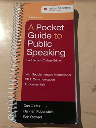 Beispielbild fr A Pocket Guide to Public Speaking Saddleback College Edition zum Verkauf von KuleliBooks