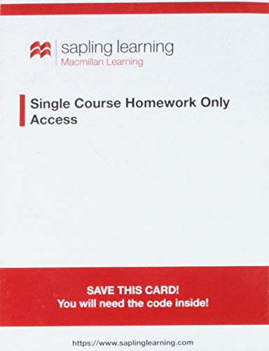 Imagen de archivo de Sapling Learning Homework for Algebra-Based Physics (Single-Term Access) a la venta por BooksRun