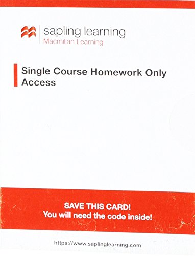 9781319080235: Introductory Chemistry Sapling Learning Single Course Homework Only Access Code