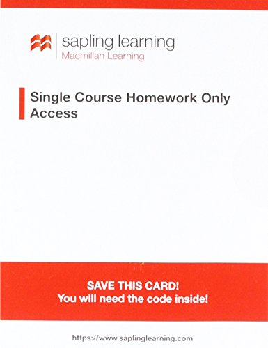 Imagen de archivo de Sapling Single-course General, Organic, and Biochemistry Homework Access Card a la venta por Textbooks_Source