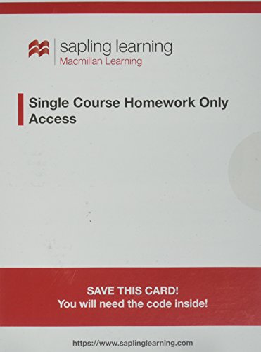 Imagen de archivo de Sapling Learning Homework-Only for General Chemistry (Single-Term Access) a la venta por A Team Books