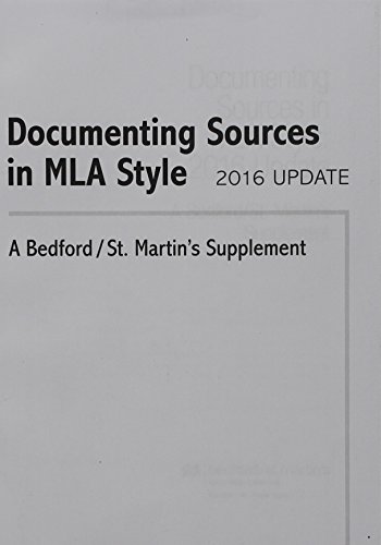 Imagen de archivo de Documenting Sources in MLA Style: 2016 Update: A Bedford/St. Martin's Supplement a la venta por HPB-Red