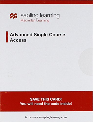 9781319084233: Sapling Advanced Homework for Inorganic Chemistry (Single-Term Access)
