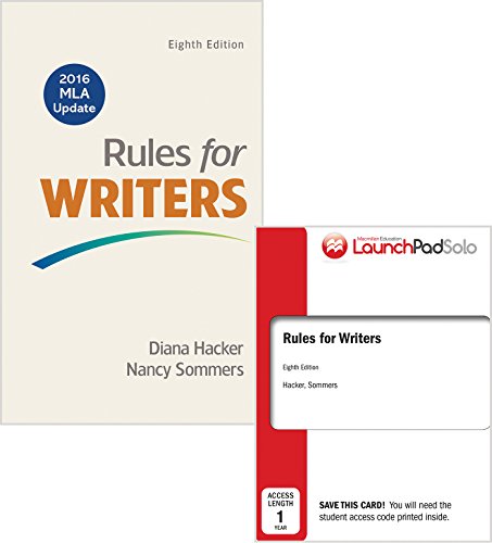 Imagen de archivo de Rules for Writers 8e with 2016 MLA Update & LaunchPad Solo for Rules for Writers 8e (Twelve Month Access) a la venta por Textbooks_Source