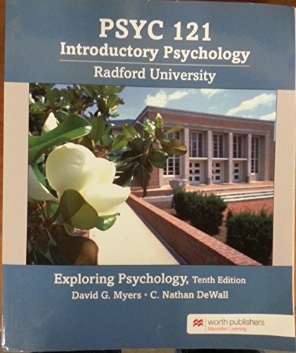 Beispielbild fr PSYC 121 Introductory Psychology Radford University Exploring Psychology zum Verkauf von BookHolders