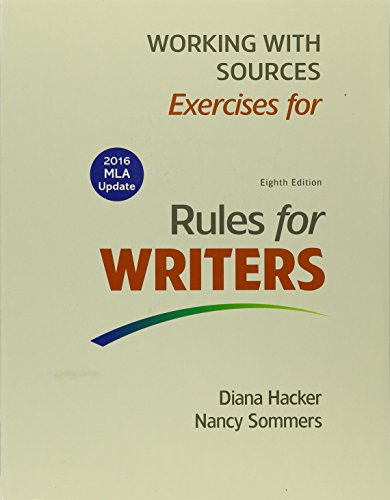 Stock image for Working with Sources: Exercises for Rules for Writers, 2016 MLA Update for sale by Hippo Books