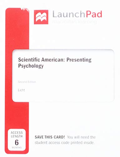 Imagen de archivo de LaunchPad for Scientific American: Presenting Psychology (Six Months Access) a la venta por SecondSale