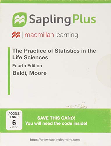 Imagen de archivo de SaplingPlus for The Practice of Statistics in the Life Sciences (Single Term Access) a la venta por Books Unplugged