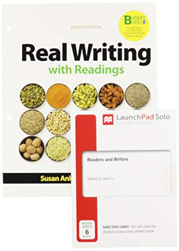 Imagen de archivo de Loose-leaf Version for Real Writing with Readings 8e LaunchPad Solo for Readers and Writers (Six-Month Access) a la venta por Big River Books