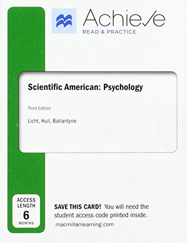 Stock image for Achieve Read & Practice for Scientific American: Psychology (Six Months Access) for sale by BooksRun
