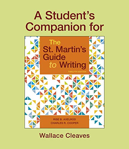 Imagen de archivo de A Student's Companion for The St. Martin's Guide to Writing a la venta por BooksRun