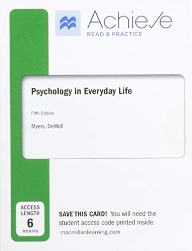 Beispielbild fr Achieve Read & Practice for Psychology in Everyday Life (Six Months Access) zum Verkauf von Textbooks_Source