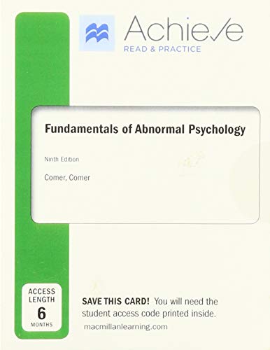 Stock image for Achieve Read & Practice for Fundamentals of Abnormal Psychology (Six-Months Access) for sale by Facetextbooks