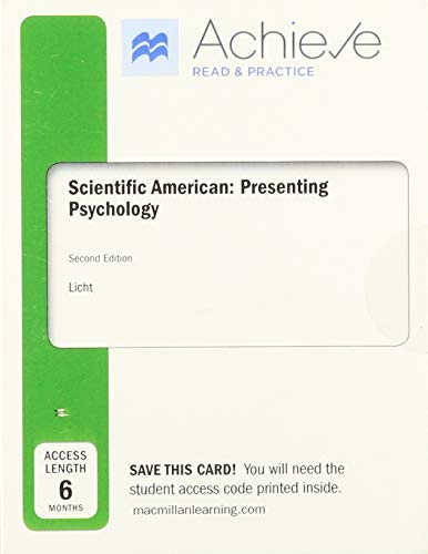 Imagen de archivo de Achieve Read & Practice for Scientific American: Presenting Psychology (Six-Months Access) a la venta por SecondSale