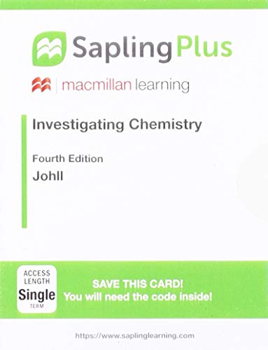 Beispielbild fr SaplingPlus for Investigating Chemistry (Single-Term Access): Introductory Chemistry From A Forensic Science Perspective zum Verkauf von Textbooks_Source