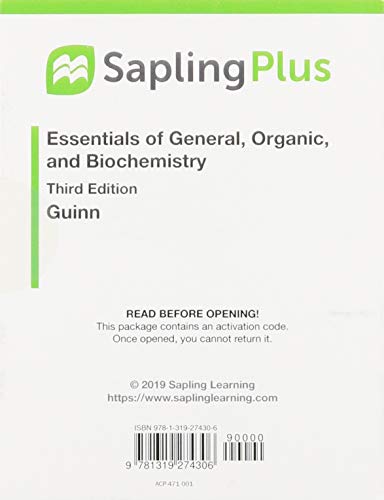 9781319274306: Saplingplus for Essentials of General, Organic, and Biochemistry Six-months Access