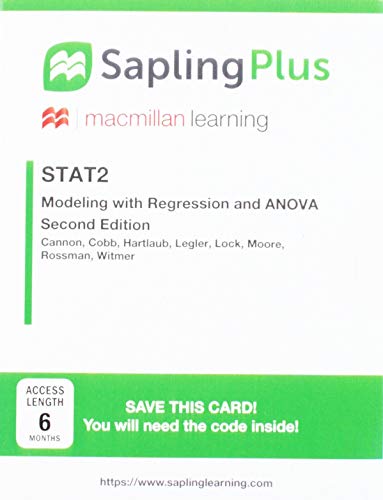 Beispielbild fr SaplingPlus for STAT2 (Single Term Access): Modeling with Regression and ANOVA zum Verkauf von Textbooks_Source