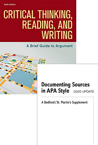 Beispielbild fr Loose-Leaf Version for Critical Thinking, Reading, and Writing 10e & Documenting Sources in APA Style: 2020 Update zum Verkauf von Buchpark