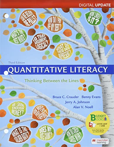 Beispielbild fr Loose-Leaf Version for Quantitative Literacy, Digital Update zum Verkauf von HPB-Red