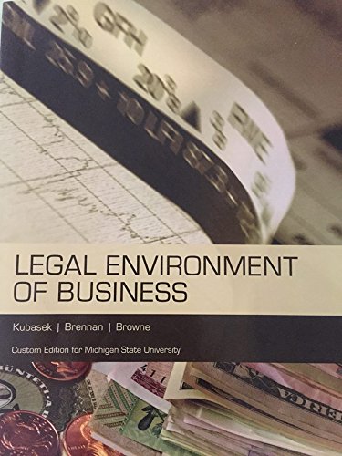 Imagen de archivo de Legal Environment of Business Custom Edition for Michigan State University a la venta por ThriftBooks-Atlanta