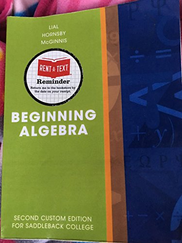 Stock image for "Beginning Algebra, Second Custom Edition for Saddleback College," for sale by Hawking Books