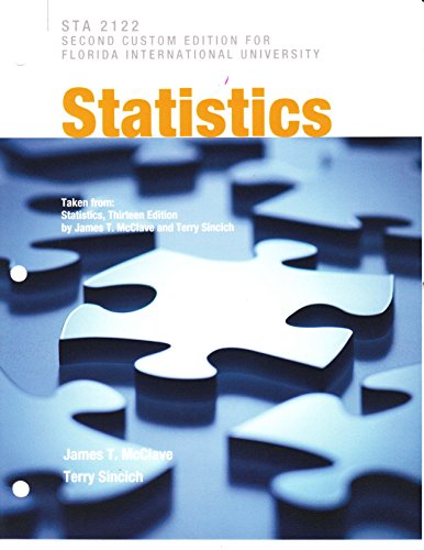 Imagen de archivo de Statistics STA 2122 Second Custom Edition for Florida International University a la venta por Textbooks_Source