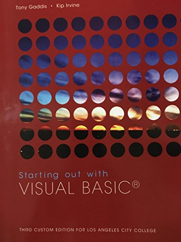 Stock image for Starting out with VISUAL BASIC. THIRD CUSTOM EDITION FOR LOS ANGELES CITY COLLEGE for sale by Books From California