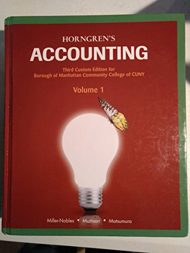 Imagen de archivo de Horngren's Accounting Volume 1 - custom edition for BMCC a la venta por BooksRun