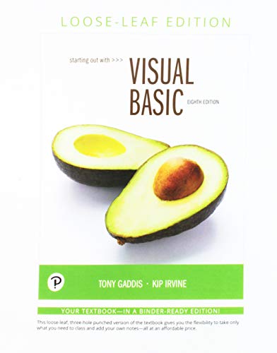 Stock image for Starting Out With Visual Basic, Student Value Edition (8th Edition) for sale by SecondSale