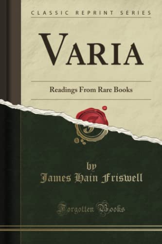 Beispielbild fr Varia : Readings From Rare Books (Classic Reprint) zum Verkauf von Buchpark