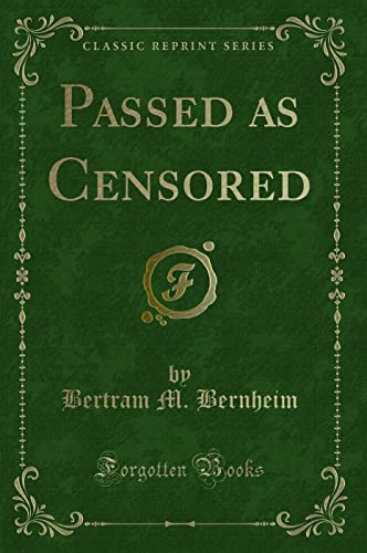 Beispielbild fr Passed as Censored Classic Reprint zum Verkauf von PBShop.store US