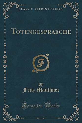 Stock image for Totengespraeche Classic Reprint for sale by PBShop.store US