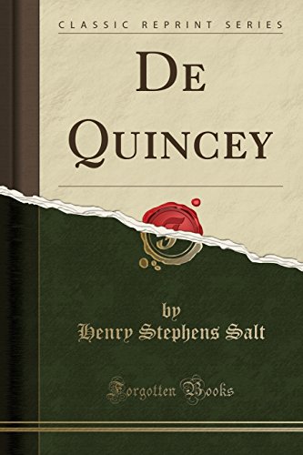 Stock image for De Quincey Classic Reprint for sale by PBShop.store US