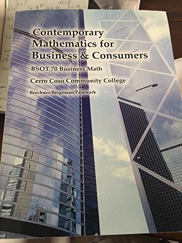Beispielbild fr Contemporary Mathematics for Business and Consumers zum Verkauf von BooksRun