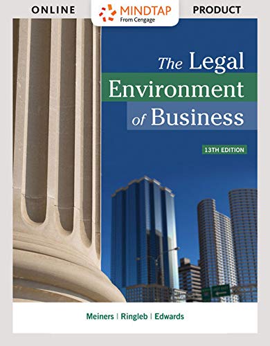 Stock image for MindTap Business Law, 1 term (6 months) Printed Access Card for Meiners/Ringleb/Edwards' The Legal Environment of Business for sale by BooksRun