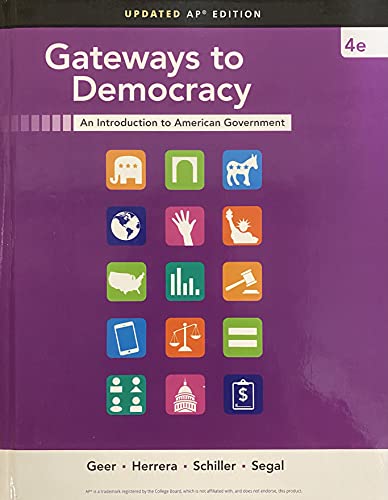 Stock image for Gateways to Democracy; An Introduction to American Government, Updated AP Edition, Fourth Edition, c. 2019, 9781337098007, 1337098000 for sale by SecondSale