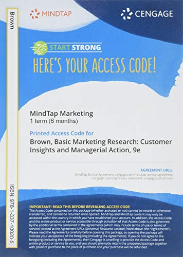 Stock image for MindTap Marketing, 1 term (6 months) Printed Access Card for Brown/Suter/Churchill's Basic Marketing Research, 9th for sale by Textbooks_Source