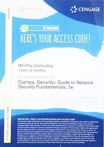 Stock image for MindTap Computing, 1 terms (6 months) Printed Access Card for Ciampa's CompTIA Security+ Guide to Network Security Fundamentals for sale by Textbooks_Source