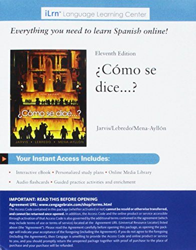 Beispielbild fr iLrn Language Learning Center, 3 terms (18 Months) Printed Access Card for Jarvis/Lebredo/Mena-Ayllon's Como se dice.?, 11th zum Verkauf von BooksRun
