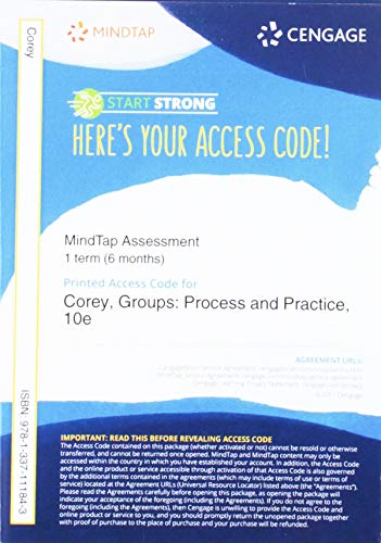 Stock image for MindTap Counseling, 1 term (6 months) Printed Access Card for Corey/Corey/Corey's Groups: Process and Practice for sale by SecondSale