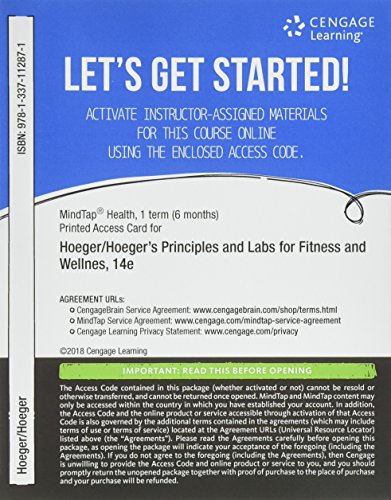 Imagen de archivo de MindTap Health, 1 term (6 months) Printed Access Card for Hoeger/Hoeger/Fawson/Hoeger's Principles and Labs for Fitness and Wellness, 14th a la venta por A Team Books
