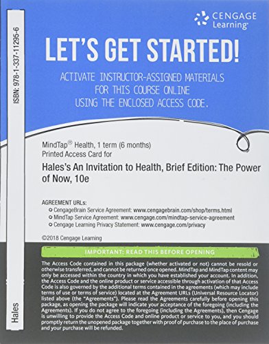 Stock image for MindTap Health, 1 term (6 months) Printed Access Card for Hales' An Invitation to Health, Brief Edition, 10th for sale by Textbooks_Source
